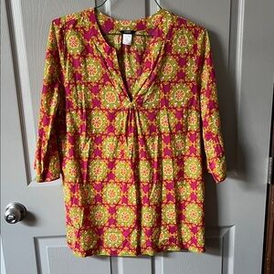 3/$30 💥J. Crew Pink and Green Floral Blouse 3/$30